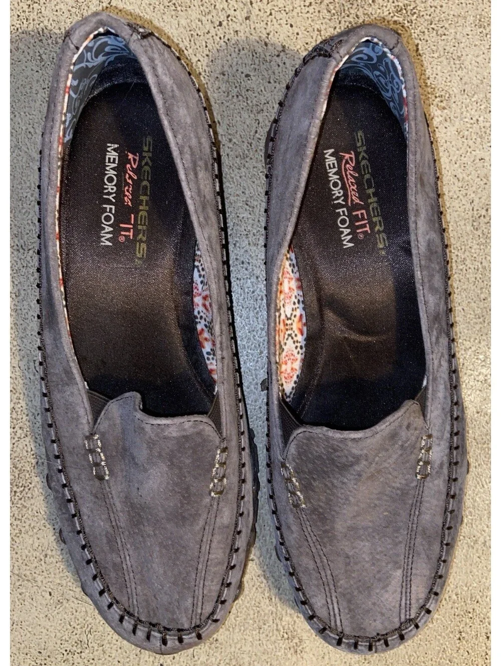 Womens Skechers Relaxed Fit Air-Cooled Memory Foam Brown Suede Slip-On Shoes 9